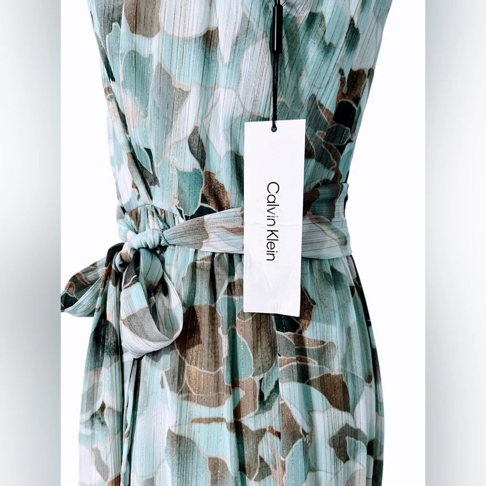 Calvin Klein Green Floral Tiered Maxi Dress | NWT | Size 10 - Picture 5 of 10